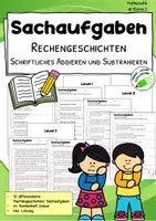 Vorschau - Arbeitsblätter - Schriftliche Addition & Subtraktion im Zahlenraum 1000 – Differenzierte Sachaufgaben | Klasse 3 - Deckblatt