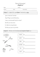 Vorschau - Test - Klassenarbeit Test Lernzielkontrolle Adjektive Wiewörter - Deckblatt