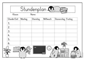 Vorschau - Poster - Stundenplan Pinguinklasse Klassenraum (Blanko Vorlage) - Seite 2
