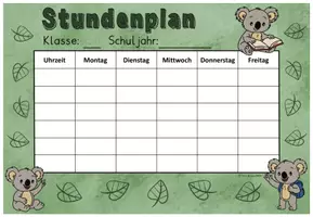 Vorschau - Anderer Materialtyp - Koalaklasse Stundenplan (editierbar) Klassentier Koala - Seite 1