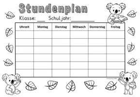 Vorschau - Anderer Materialtyp - Koalaklasse Stundenplan (editierbar) Klassentier Koala - Seite 2