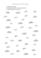 Vorschau - Arbeitsblätter - Quadratzahlen und Wurzeln verbinden - Deckblatt