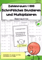 Vorschau - Arbeitsblätter - Schriftliche Division & Multiplikation im Zahlenraum 1000 – Arbeitsblätter & Lösung | Klasse 3 - Deckblatt