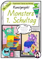 Vorschau - Stundenentwürfe - Kunstidee für den Schulanfang: Monsters 1. Schultag - Deckblatt
