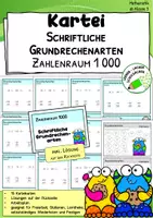 Vorschau - Stationenlernen - Kartei – Schriftliche Grundrechenarten (ZR 1000) - Deckblatt