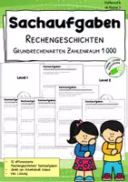 Vorschau - Arbeitsblätter - Sachaufgaben im Zahlenraum 1000 – zwei Niveaus | Klasse 3–4 - Deckblatt