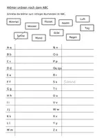 Vorschau - Arbeitsblätter - 3 Arbeitsblätter Vorübung Wörter ordnen nach dem Alphabet ABC - Seite 1