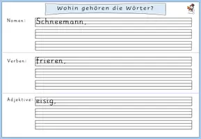 Vorschau - Arbeitsblätter - Spielend Wortarten lernen - Sprachspiel im Winter mit Selbstkontrolle - Seite 3