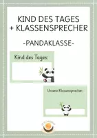 Vorschau - Anderer Materialtyp - Kind des Tages + Klassensprecher Schilder - Pandaklasse - Deckblatt