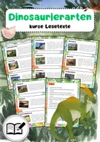 Vorschau - Merkblätter - Dinosaurierarten 12 Lesetexte zum Ausschneiden - Deckblatt