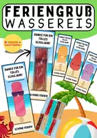 Vorschau - Anderer Materialtyp - Feriengruß Vorlage für Wassereis – Danke für ein tolles Schuljahr & Schöne Ferien (PDF) - Deckblatt