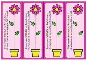 Vorschau - Mal- und Bastelvorlagen - Blume Kreatives Willkommensgruß / Willkommensgeschenk zum Schulstart - Seite 1