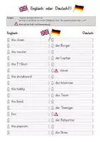 Vorschau - Arbeitsblätter - Arbeitsblatt Anglizismen häufige englische Wörter im Deutschen - Deckblatt