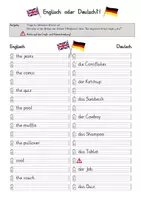 Vorschau - Arbeitsblätter - Arbeitsblatt Anglizismen häufige englische Wörter im Deutschen - Seite 1