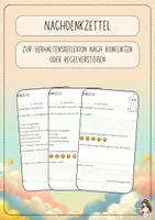 Vorschau - Lehrpläne/Lehrermaterial - Nachdenkzettel - zur Verhaltensreflexion (Klasse 2) - Deckblatt