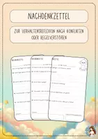 Vorschau - Lehrpläne/Lehrermaterial - Nachdenkzettel - zur Verhaltensreflexion (Klasse 3) - Deckblatt