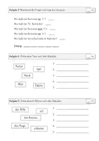 Vorschau - Test - Klassenarbeit Test Alphabet und Wörter ordnen - Seite 1