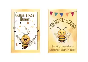 Vorschau - Mal- und Bastelvorlagen - Geburtstagsaufsteller Hummelklasse - Seite 1