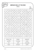 Aperçu - Feuilles d'exercices - Brown Owl at the Zoo - Differentiated WORD SEARCHES - Page 2