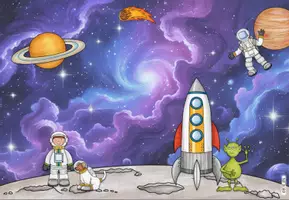 Vorschau - Arbeitsblätter - Weltraumgeschichte mit Rechenrätseln (Addition + Subtraktion ZR 20) (Kl. 1+2) - Seite 1
