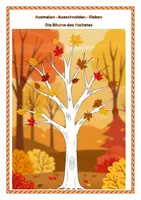 Vorschau - Mal- und Bastelvorlagen - Ausmalen - Ausschneiden - Kleben Die Bäume des Herbstes - Deckblatt