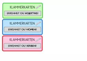 Vorschau - Stationenlernen - PAKET Klammerkarten Wortarten Nomen Verben Adjektive erkennen - Deckblatt