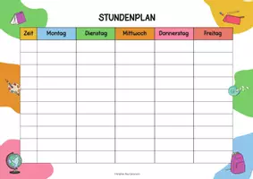 Vorschau - Anderer Materialtyp - Stundenplan – kostenlose Vorlage zum Ausdrucken für den Schulstart - Seite 1