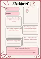 Vorschau - Arbeitsblätter - Lustiger Steckbrief zum gegenseitigen Kennenlernen - Deckblatt
