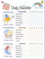 Aperçu - Feuilles d'exercices - Kid’s Daily School Routine Checklist Chart. - Page 1
