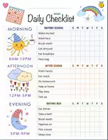 Aperçu - Feuilles d'exercices - Kid’s Daily School Routine Checklist Chart. - Page 3