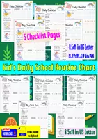 Aperçu - Feuilles d'exercices - Kid’s Daily School Routine Checklist Chart. - Page de couverture