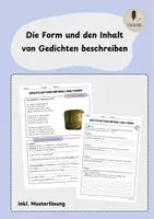 Vorschau - Arbeitsblätter - Die Form und den Inhalt von Gedichten beschreiben (inkl. Musterlösung) - Deckblatt