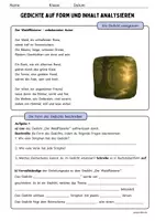 Vorschau - Arbeitsblätter - Die Form und den Inhalt von Gedichten beschreiben (inkl. Musterlösung) - Seite 1