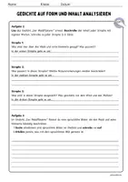Vorschau - Arbeitsblätter - Die Form und den Inhalt von Gedichten beschreiben (inkl. Musterlösung) - Seite 2
