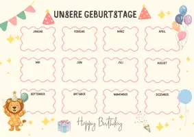 Vorschau - Anderer Materialtyp - Geburtstagskalender Löwenklasse A4 - Deckblatt