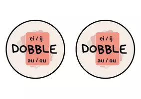 Voorbeeld - Dobble(spel) met de ei/ij woorden en au/ou woorden - Voorblad