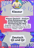 Vorschau - Klassenarbeiten - Die Vermessung der Welt | Klausur Deutsch - Deckblatt