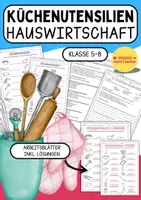 Vorschau - Arbeitsblätter - Küchenutensilien – Arbeitsgeräte Schulküche - Arbeitsblätter für Ernährung und Haushalt / Hauswirtschaft (Klasse 5-8) - Deckblatt