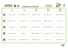 Vorschau - Spiele - "Joker 6" einfache Multiplikation und Division mit Dezimalbrüchen - Seite 1