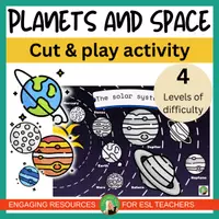Vista previa - Juegos / Gamificación - Planets & Space Cut and Paste Activity | Printable ESL Science Game for K-2 - Portada