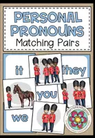 Vorschau - Spiele - Personal Pronouns Englisch – Personalpronomen, Grammatik, I, you, he, she, it, we, they | Matching Pairs - Deckblatt