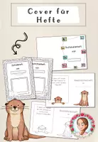 Vorschau - Mal- und Bastelvorlagen - Deckblätter für Hefte Grundschule | Klassentier Otter / Otterklasse - Deckblatt