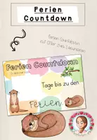 Vorschau - Poster - Sommerferien Countdown Grundschule | Klassentier Otter / Otterklasse - Deckblatt