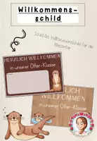 Vorschau - Poster - Willkommensschild Grundschule | Klassentier Otter / Otterklasse - Deckblatt