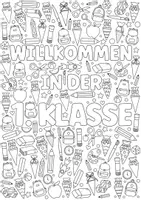 Vorschau - Mal- und Bastelvorlagen - Kooperatives Doodle Poster für die Einschulung zum Basteln & Malen - „Willkommen in der 1. Klasse" - Seite 1