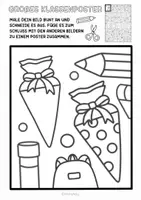 Vorschau - Mal- und Bastelvorlagen - Kooperatives Doodle Poster für die Einschulung zum Basteln & Malen - „Willkommen in der 1. Klasse" - Seite 2