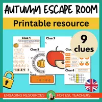 Vista previa - Juegos / Gamificación - Autumn/Fall Escape Room | EFL ESL | Stations PDF Breakout | Back to School - página 1