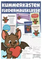 Vorschau - Mal- und Bastelvorlagen - Fledermausklasse Kummerkasten Klassentier Fledermaus Bastelvorlage - Deckblatt
