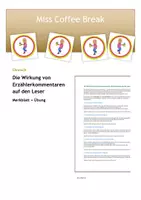 Vorschau - Arbeitsblätter - Erzählperspektive: Wirkung von Erzählerkommentaren auf den Leser - Deckblatt