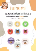 Vorschau - Anderer Materialtyp - Medaillen Schulstart Schulanfang Willkommensgruß Eulenklasse Einschulung - Deckblatt